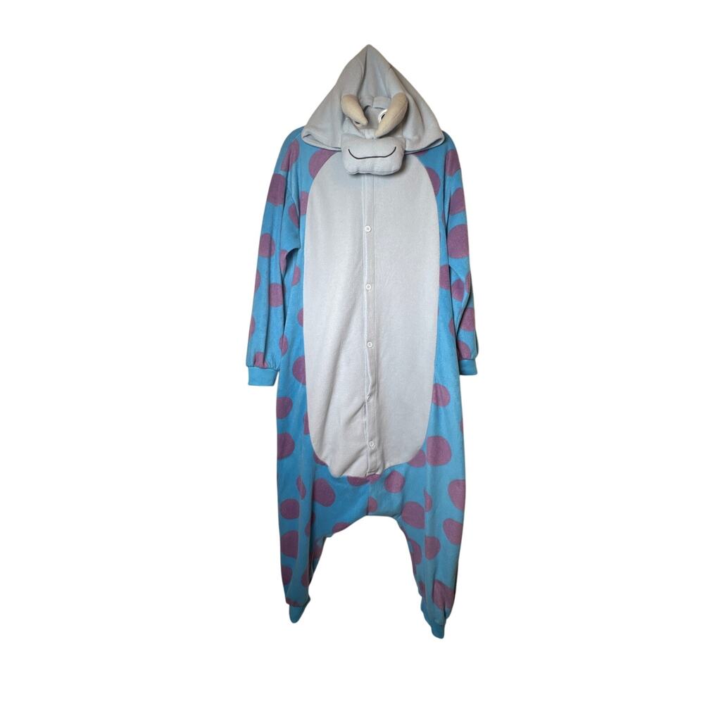 Monsters Inc Sully One Piece Button Up Costume with Tail Pockets And Hood Med